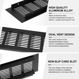 Ventilation Grille, Aluminium Ventilation Grille, Rectangular Exhaust Grille, Corrosion Protection for Ventilation of Cabinets and Bedrooms, Black, 30 x 8 cm