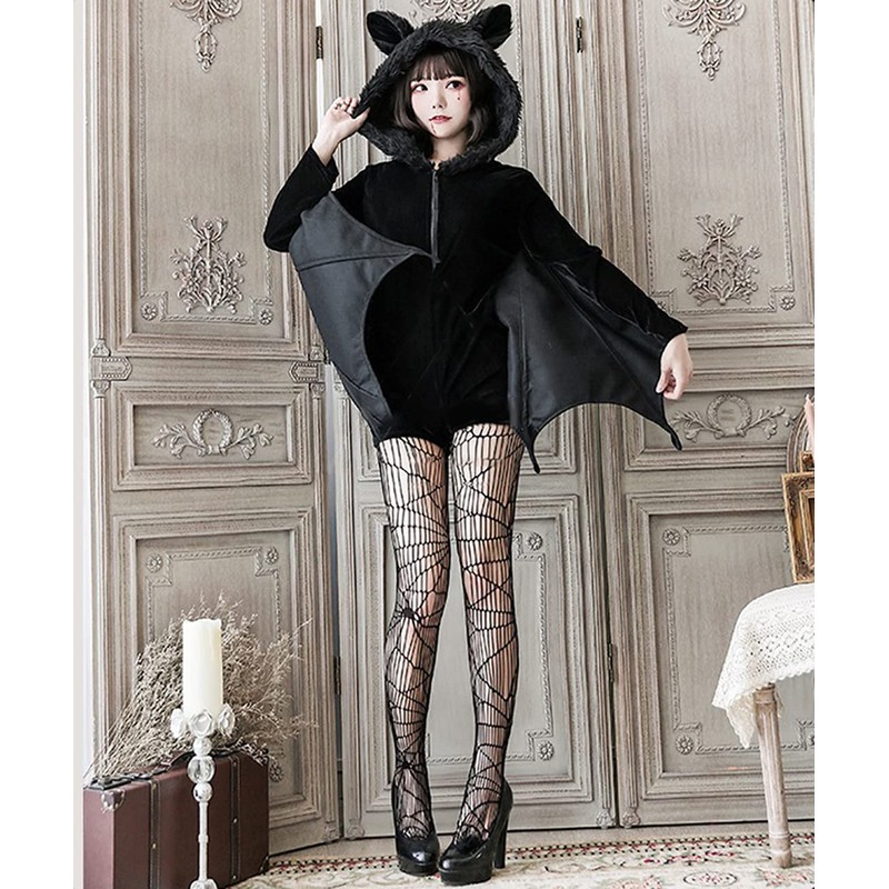 Milky Time Bat Halloween Cosplay Vampire Costume Set with Fishnet
