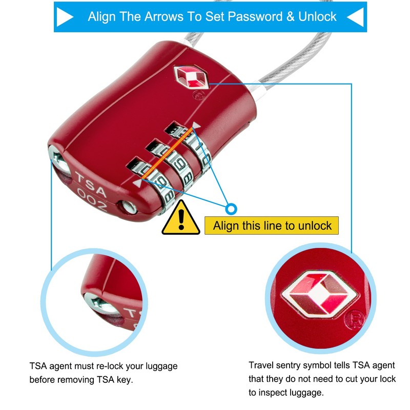 Diyife TSA Luggage Locks, [Newest Version][2 Packs] 3-Digit Security Padlock,