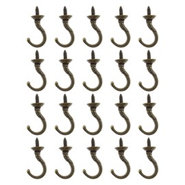 Pack of 20 Vintage Screw Hooks Retro Wall Hanging Hooks Wall Ceiling Screw Hooks Antique Carving Cup Hooks Accessories for Home Cups Keys Calendar