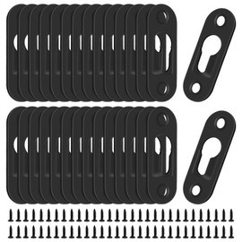 ZIUZI 30Pcs Single Keyhole Hangers, Flat Metal Keyhole Hangers, Keyhole Hanging Plates with Screws for Mirror Picture Frames, 45 x 16 mm (Black)