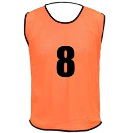 15 MESH BIBS FOOTBALL TRAINING SPORTS BIBS NUMBERED (1-15 OR number of your choice) Front/Back OR Front & Back (Orange (Front Only), Kids (U 5's))