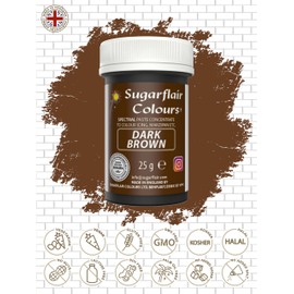 Sugarflair Spectral Dark Brown Lebensmittelfarbe Paste, hochkonzentrierte Lebensmittelfarbe für Buttercreme, Zuckerpaste, Royal Icing, Kuchenmischungen und mehr! Lebensmittelfarbstoff - 25g