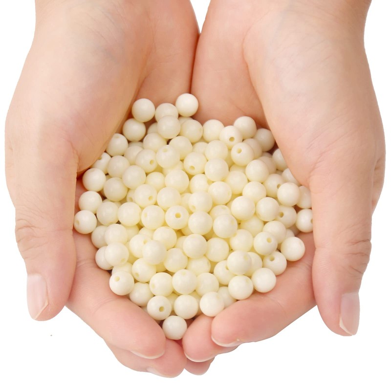 1000 bolas redondas de acrílico beige liso de 6 mm,