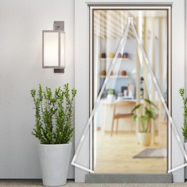 Magnetic Windproof Vinyl Curtain for Doors & Entrances 120x210cm Large White