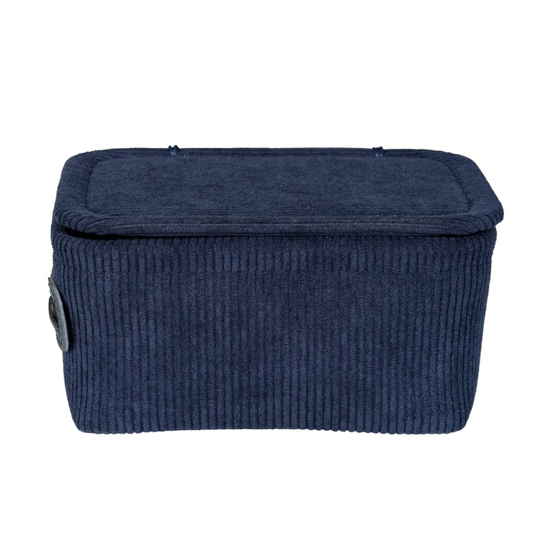 WENKO Anela Bathroom Basket with Lid Dark Blue
