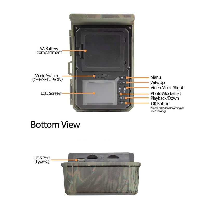 Solar Trail Camera 4K 50 MP, IP65 Waterproof Solar Trail