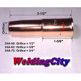 WeldingCity 2-pk Heavy Duty Gas Nozzle 24AH-62 5/8" for MIG Welding Gun Tweco Professional #3/#4 and Lincoln 300-450 (Pack of 2 Nozzles)