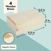 Unfinished Wood Boxes with Hinged Magnetic Lid, 4-Pack of Pinewood