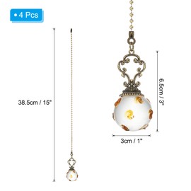 PATIKIL 15" Ceiling Fan Pull Chain, 4 Pcs Crystal Pull Chain Fan Connector Vintage Ceiling Fan Ornament Fan Chains Extender for Ceiling Light Lamp Fans, Amber (Crystal Prism Ball)