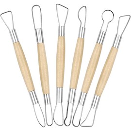 Bestgle 6pcs Clay Sculpting Tools Double Ended Wooden Ribbon Cutter Pottery Clay Modelling Carving Tool for Pottery Ceramics Sculpture Carving DIY Craft
