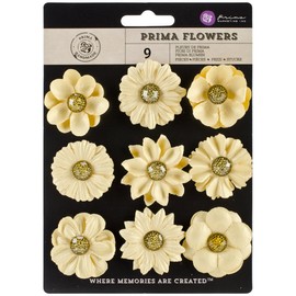 Prima Marketing Luna Paper Flowers with Bling, 1.5 to 1.75-Inch, Luminous, 9-Pack
