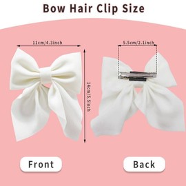 Yeanifeana 8 pinzas para el pelo con lazo, lazos para el pelo con clip de pico pato para mujeres, pinzas para el pelo francesas con pasador de cinta, lazos para mujeres y niñas (Blanco)