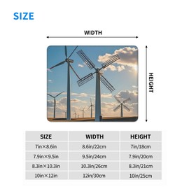 Mouses Pad Windmills Mouses mat with Non-Slip Rubber Computer Keyboard Mat for Wireless Mouses Gaming Desk Pad for Home 10 x 12in