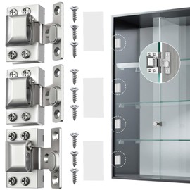 Glass Door Hinges for Cabinets, Glass Cabinet Door Hinges，Hydraulic Soft Close, Magnetic Latch,304 Stainless Steel for 5-8mm Cabinet Door (2, Silver)