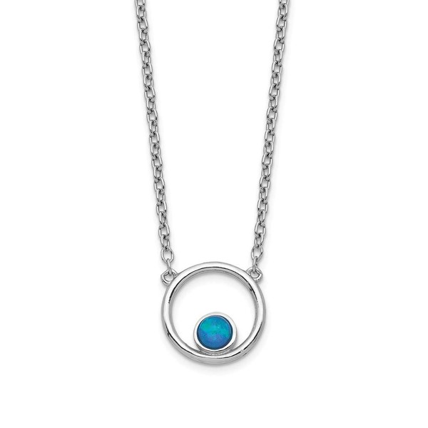 Solid 925 Sterling Silver Geometric Created Opal Circle 2in Extension