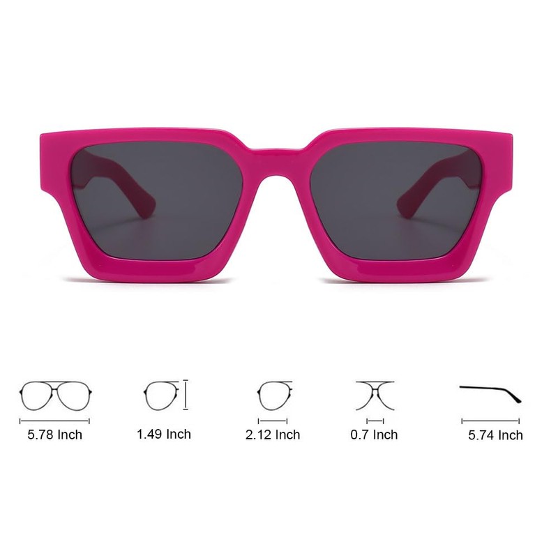 OZPYKAE Men Women Cool Square Sunglasses Thick Frame Sunglasses Rectangle