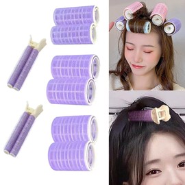 Volumizing Hair Curlers, Rollers and Clips - 8PCS with Self-Grip for Long, Medium, Short, Thick or Thin Hair (3 Sizes, Purple)