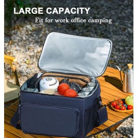 Lunch Bag for Adult Men Women Reusable 10L Large Thermos Lunch Box Food Cooler Bag Leakproof Heated Lunch Bag for Work Office Outdoor Picnic School Unisex Insulated Bag, 12+ Cans (Black)