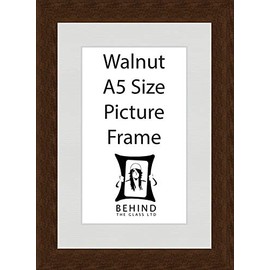 Behind The Glass - Handmade Walnut Dark Brown Wooden Picture Frame With Mount - A5 Size