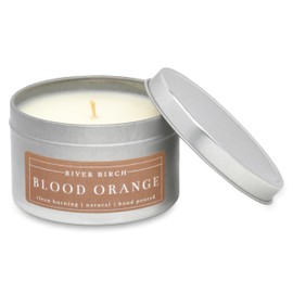River Birch Candles Blood Orange Scented Candle | Premium, All-Natural, Non-Toxic, Soy Candles | 8 oz. Silver Tin Travel Candle | Cozy Relaxing Gifts for Home