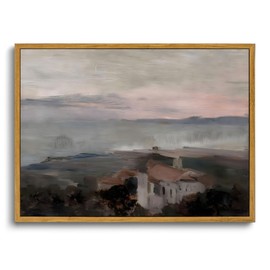 OIQArtOIQ Vintage Landscape Canvas Wall Art Framed Natural Scenery Painting Artwork Prints France Country Wilderness Farmhouse Decor Pictures Kitchen Bedroom Living Room Bathroom