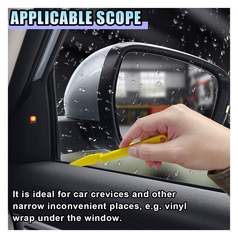 Car Window Tint Squeegee Tool, Plastic Long Handle Shank Corner