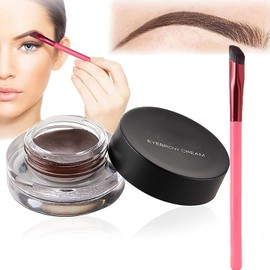 Bluemega Lápiz de Cejas Con Cepillo 4D Hair Stroke Brow Stamp,Marrón Oscuro Gel para Cejas, Pincel para Cejas con Crema, Multifunción, Pincel Realista Ultrafino Angular, Kit de Maquillaje