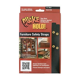 Quakehold! Furniture Strap Kit, Earthquake Fasteners for Disaster Preparedness, Child Proof Safety Straps for RV, Home Office, Helps Prevent Damage and Injury, Easy to Install, Black
