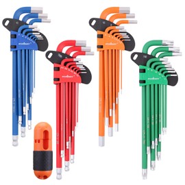 HORUSDY 37PCS Hex Key Allen Wrench Set, SAE & Metric Star Long Arm Ball End Hex Key Set, Industrial Grade Allen Wrench Set with Another Torque Handle