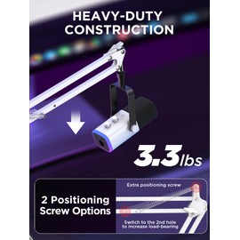 InnoGear Boom Arm Microphone Mic Stand for Blue Yeti HyperX QuadCast SoloCast Snowball Fifine Shure SM7B and other Mic, Medium, White