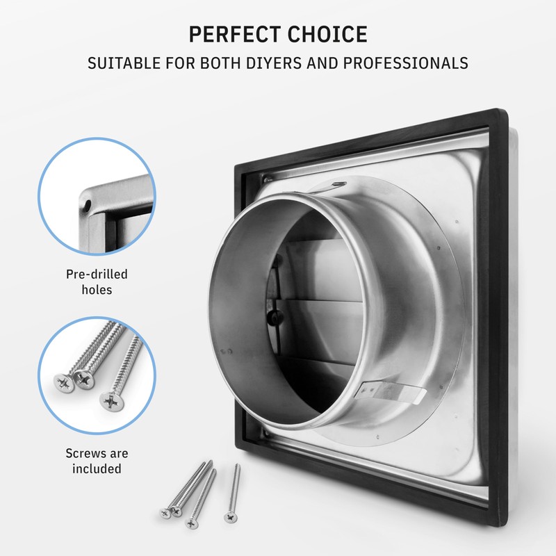 calimaero® VKE 4" Inch Dryer Vent Cover – Outdoor Stainless