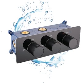 NPYSVSSS Thermostatic Shower Diverter, Multi Function Shower Control, Brass Construction with Tempered Glass Panel, Concealed Mixing Valve Control Flow and On-Off Simultaneously