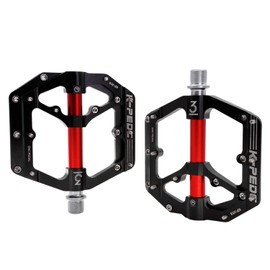 K PEDC Aluminum Alloy 9/16" Bike Pedal MTB Wide Platform Flat Non-Slip Bicycle Pedals with 3 Bearings for Mountain Bikes, Road, BMX (Black 3Bearings)