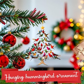 Hummingbird Christmas Ornament Colorful Hummingbirds Christmas Tree Decor Stacked Hummingbird Ornament for Christmas Winter Hummingbirds Home Decoration for Bird Lovers (1PCS)