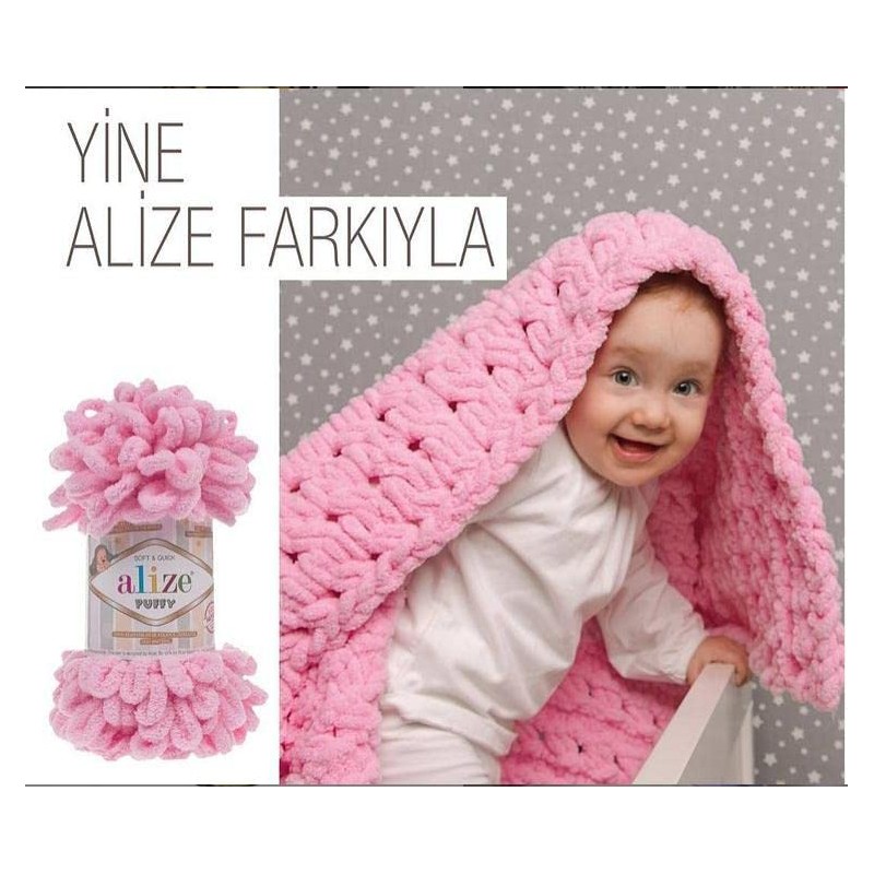 Alize Puffy Baby Big Loop Deckengarn, 100% Micropolyester, weiches Garn,