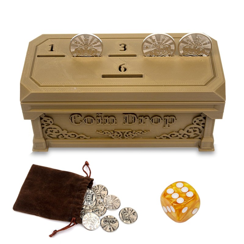 Penny Game with 30 Metal Coins,1 Dice,Coin Drop Game,A Fun