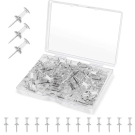100 Pcs Clear Push Pins, Drawing Pins Thumb Tacks with Storage Box for Home Office Pin Board Notice Board