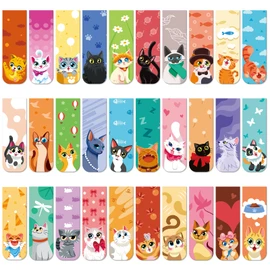 MWOOT 30 Pcs Cute Cats Magnetic Bookmarks,Lovely Cats Page Markers for Kids Students Teacher Reading Lover,Pet Magnet Book Marks Page Clips for School Office Home Reading Stationery(30 Designs,2x6cm)