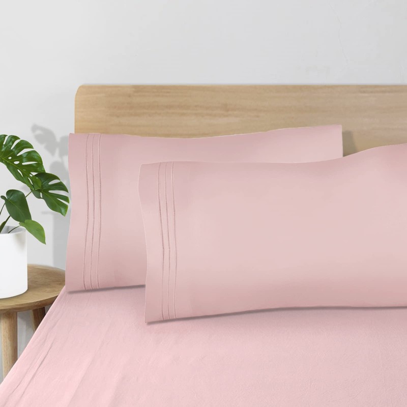 EaseHome Pink Queen Size Sheets Set - 1800 Thread Count
