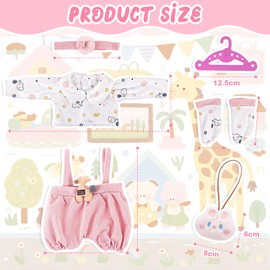 6-packs Baby Doll Clothes for 16-18 Inch Dolls, 40-45cm Pink Baby Doll Outfits Dress mit Top + Overalls + Headdress + Socks + Hanger + Pendant, Sweet Baby Dress, Giraffe Doll Clothes,as Gift for Girls