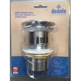 Succsale Sink Pop-Up Valve Pop-Up Waste with Push Click Clack Push Function for Basins with Overflow Chrome-Plated Brass G1/14 "