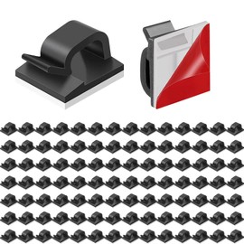 HKEDHD 100 Piezas Organizador de Cables Escritorio，Clips Organizador de Cables Autoadhesivo，Grapas para Cable，Cable Organizer，Hacer Que la habitación parezca más Limpia (Negro)