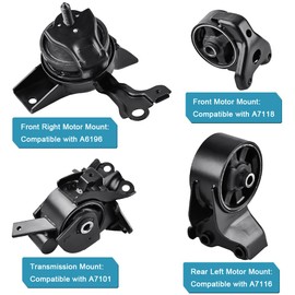 JDMON 4Pcs Engine Motor & Transmission Mount Kit Replacement for Hyundai Elantra L4 2.0L 2001 2002 2003 2004 2005 2006 Compatible with A7116, A7118, A6196, A7101, 219302D100, 219102D000, 218102D050