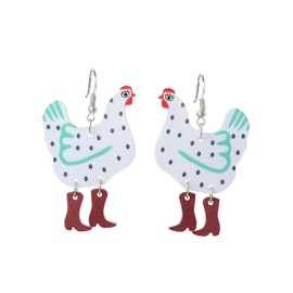 Cute Chicken Earrings for Women Fun Acrylic Animal Drop Earrings Funny Dangle Earring For Women Christams Birthday Gift