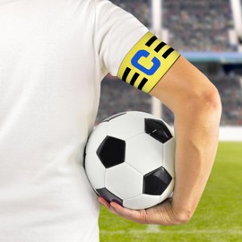 Ynaice 2 Pcs Captains Armband, C Adjustable Elastic Sports Arm Bands Nylon Multicoloured Adult & Youths Football Soccer Captains Armband for All Sports|Yellow