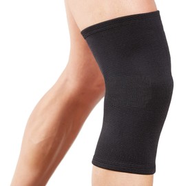 Actesso Elastic Knee Sleeve Support - Lightweight Elasticated Compression Bandage for Joint Pain & Sprains During Exercise & Sport or Post Injury. Left or Right For Both Men & Women (Black, Medium)