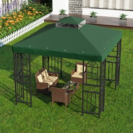 10'x10' Replacement Canopy Top Cover Only for Gazebo, Double Tiered Gazebo Covers for Outdoor Patio Garden Canopy(Green)