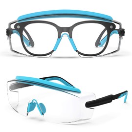 Anti Fog Safety Glasses With Adjustable Frame And Legs, Anti-Scratch Clear Lab Glasses - Fashion Safety Goggles For Men And Women (Sky Blue 1 Pair)