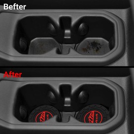 smnuxwm 2PCS Auto Car Truck SUV Cup Holder Coaster for Jeep Wrangler JL JK JLU&Gladiator JT Accessories,Silicone Cup Inserts Interior Mats(Black&Red 4×4 Logo Trim)